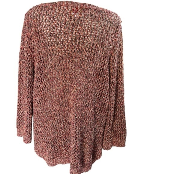 Ruby Rd. Bronze mix Metallic open crochet tie-waist crew neck sweater sz 2x EUC - Picture 2 of 12
